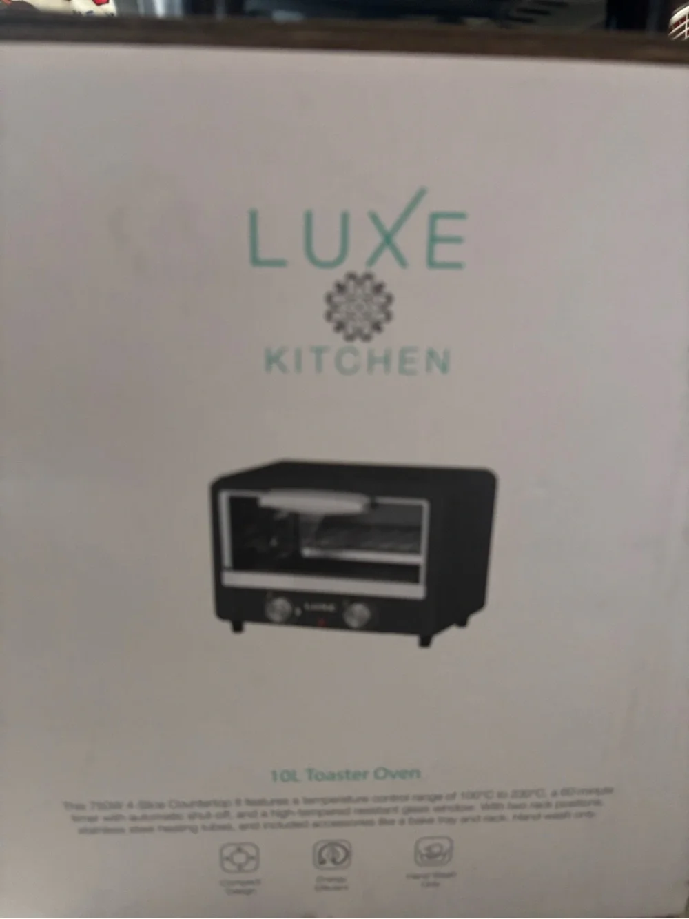 Luxe Black and Silver Compact Countertop Toaster Oven